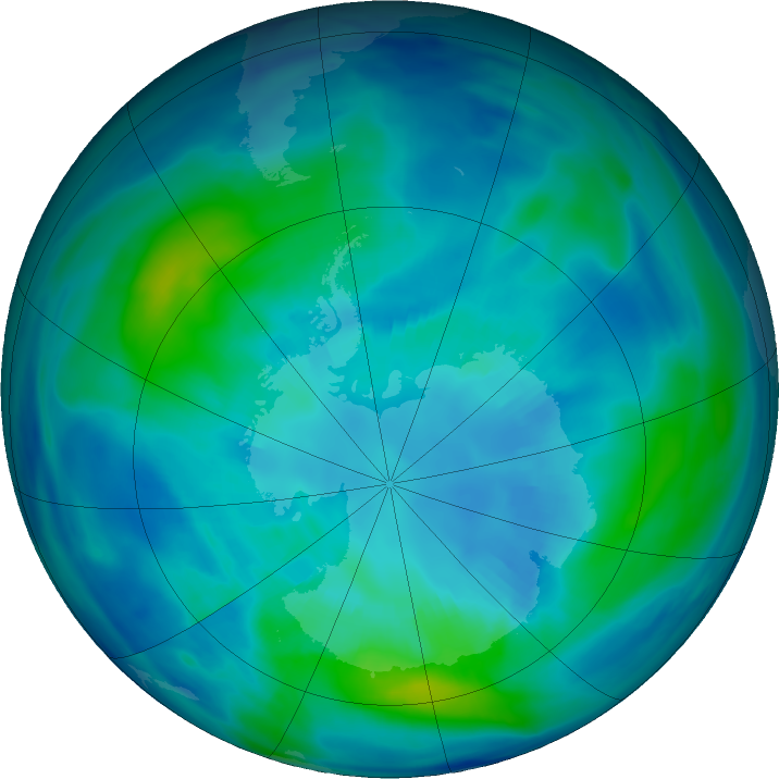 Antarctic ozone map for 11 April 2021